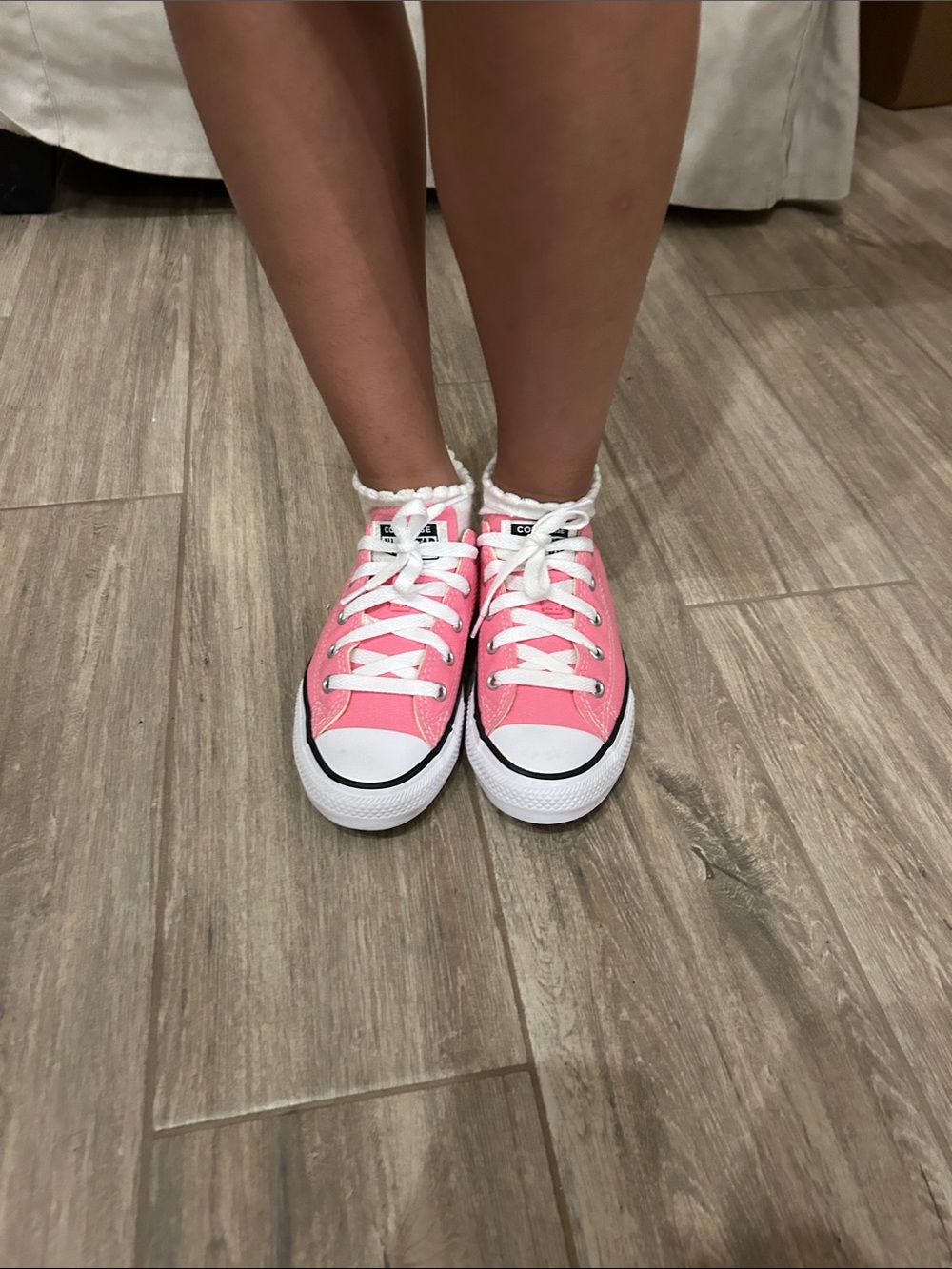 Converse Pink Low-Top Canvas Sneakers with White Trim